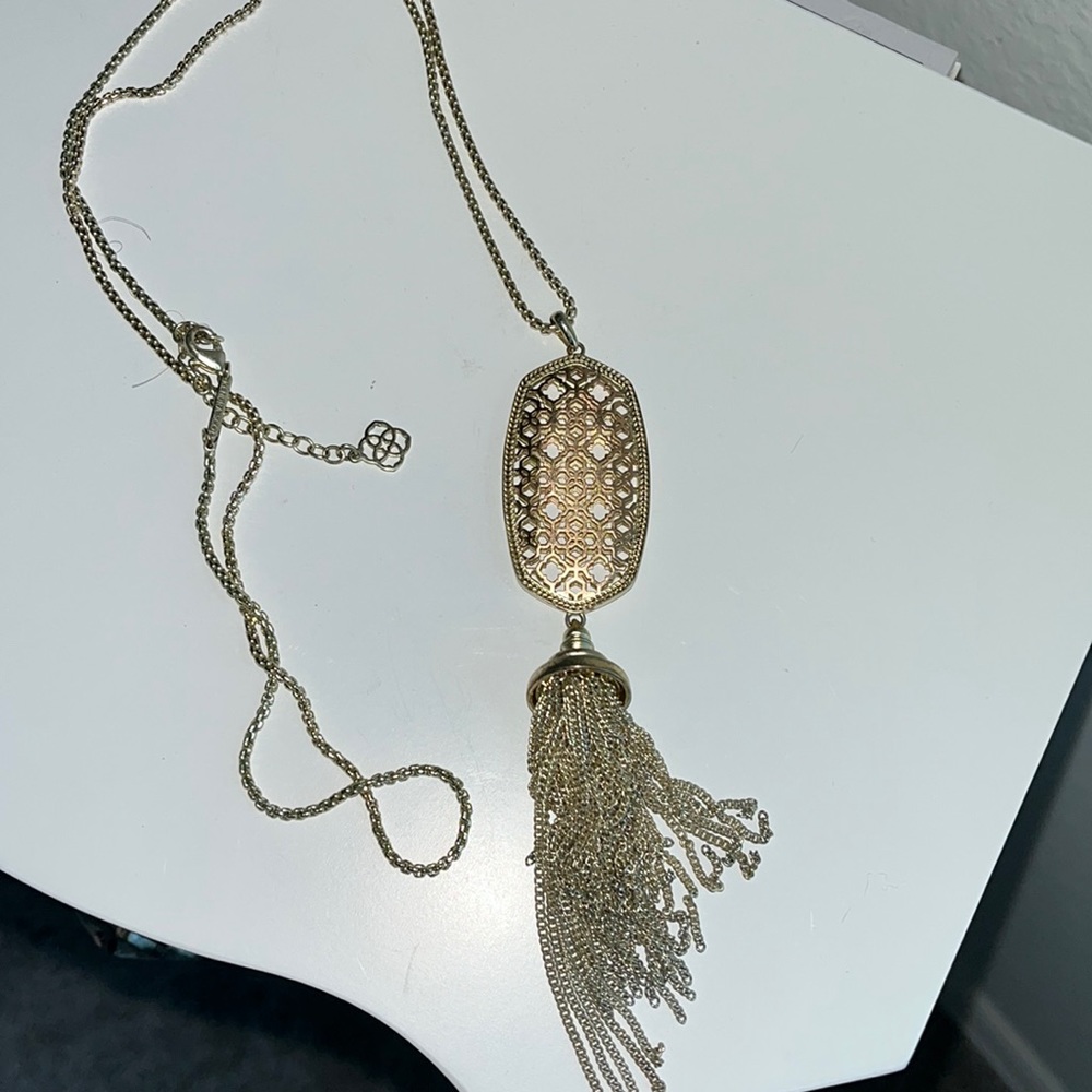 Kendra Scott Rayne Pendant Filigree Rose Gold Necklace